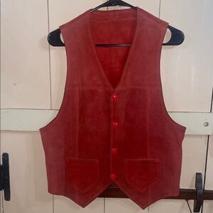 Vintage Men's Classic Burnt Orange Leather Vest
